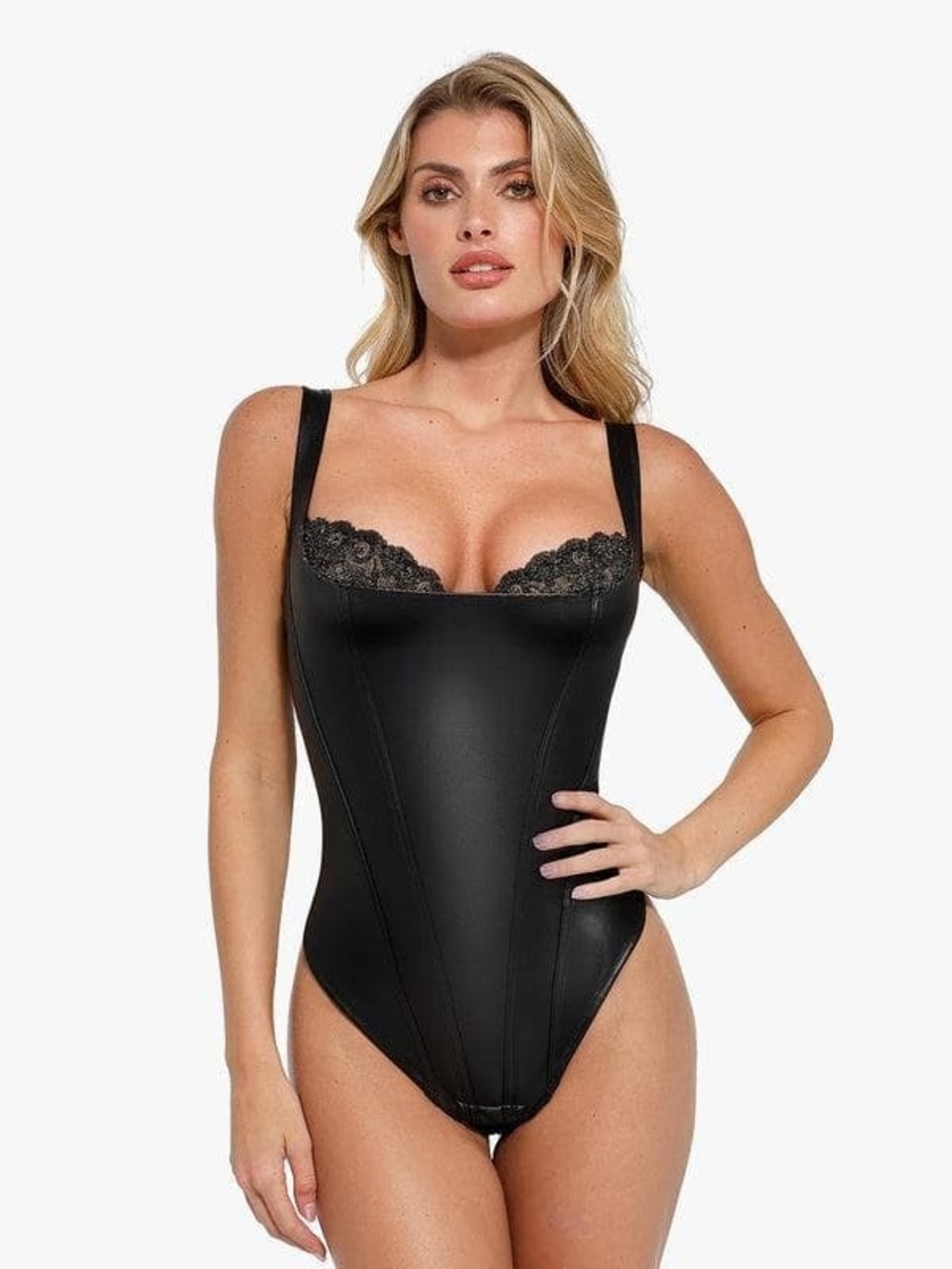 Black Lace Trim Bodysuit